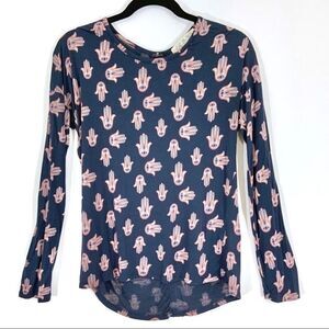 PINK ROSE hamsa hand zip back hi/low tee size XS